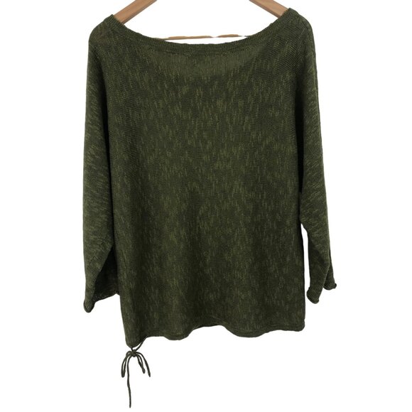 Project Womens Size Small Green Long Sleeve Pullover Sweater Tie Hem Bow Accent - Picture 2 of 10